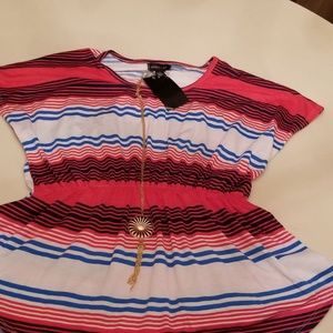 NWT Short sleeve striped blouse
